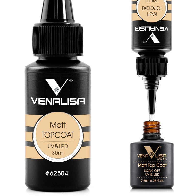 Venalisa Super Quality 30ml Refill Package Soak Off UV LED No Wipe Top Coat Base Matt Tempered Top Coat Camouflage Jelly Nail Gel