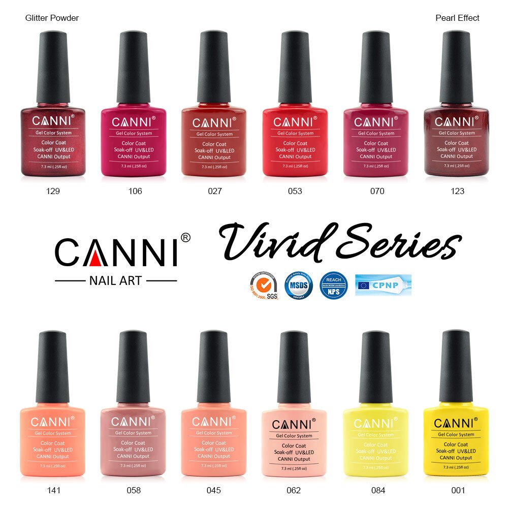 CANNI Gel Varnish Color ref 228-258 Series UV LED Lamp 7.3ml