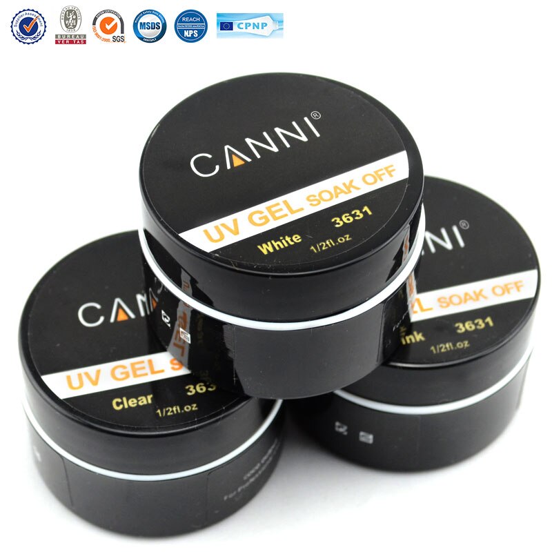 15ml CANNI nail sculpture Clear White Pink Color Hard uv Gel cheap Extending builder UV Gel topcoat base coat gel nail kit set