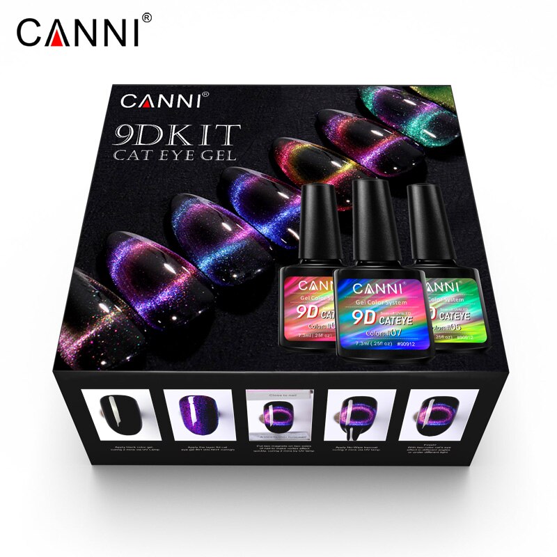 CANNI 9D Galaxy Cat Eye Gel Polish 20pcs Kit Nail Art Design Manicure Magnet Tool Primer Base No-Wipe Topcoat UV Gel Nail Polish