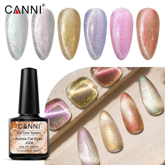 CANNI New Arrivals 6 Colors Aurora Cat Eyes Gel Color System JG01-JG06 High-quality Long Lasting UV/LED Soak-Off Nail Arts Gel