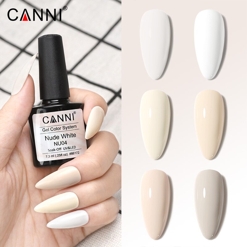 CANNI 2021 New Arrival 7.3ml 6 colors Nude White Series UV/LED Nail Polish Soak Off Gel French Manicure Salon Nail Arts Gel