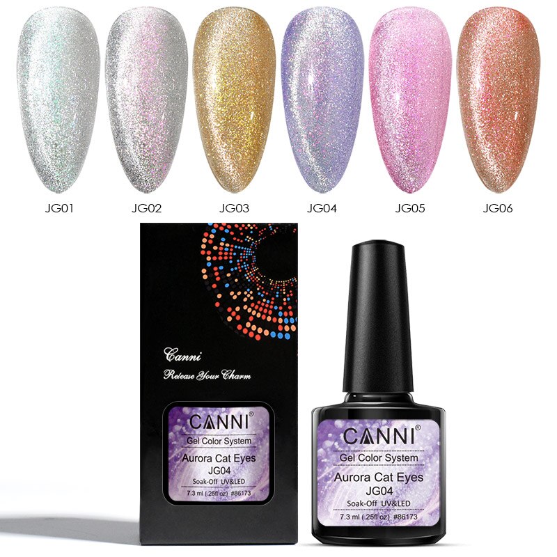 CANNI New Arrivals 6 Colors Aurora Cat Eyes Gel Color System JG01-JG06 High-quality Long Lasting UV/LED Soak-Off Nail Arts Gel