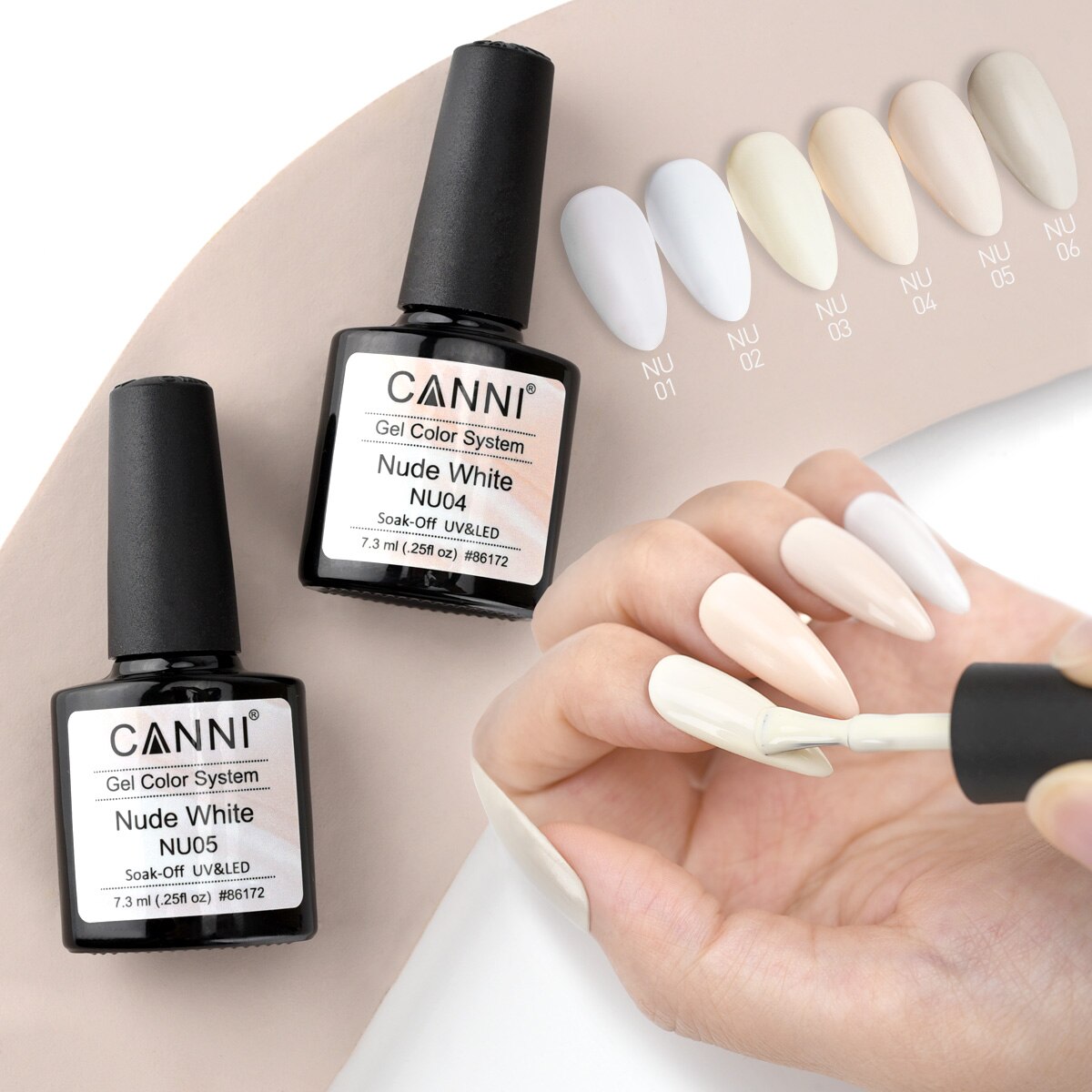 CANNI 2021 New Arrival 7.3ml 6 colors Nude White Series UV/LED Nail Polish Soak Off Gel French Manicure Salon Nail Arts Gel