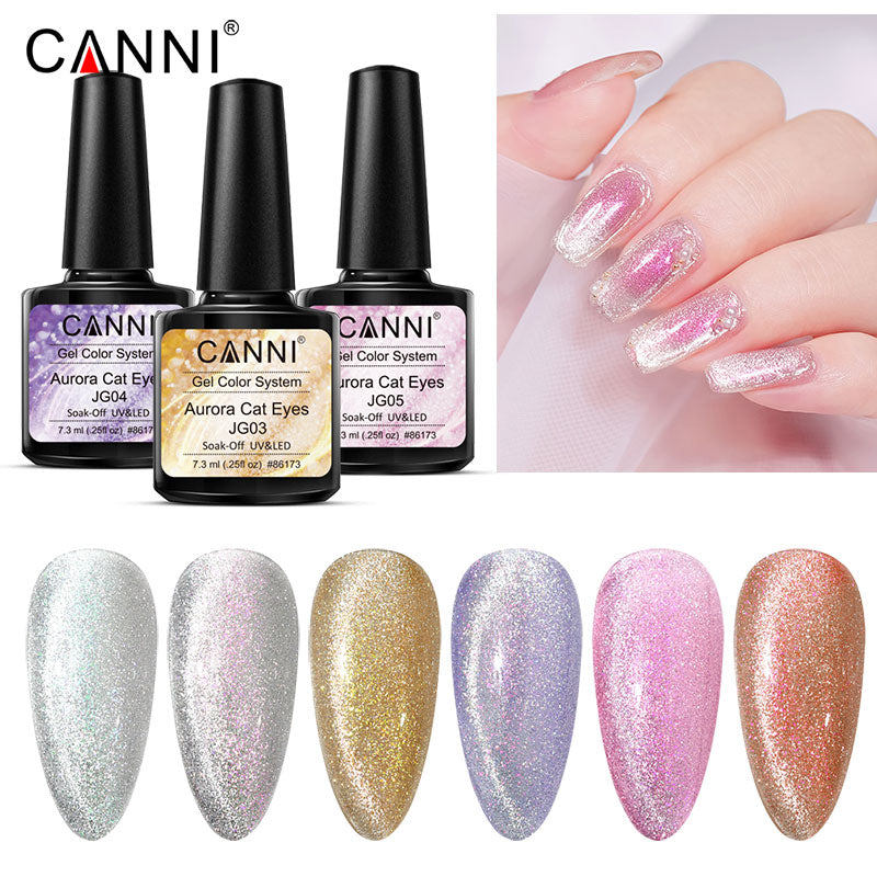 CANNI New Arrivals 6 Colors Aurora Cat Eyes Gel Color System JG01-JG06 High-quality Long Lasting UV/LED Soak-Off Nail Arts Gel