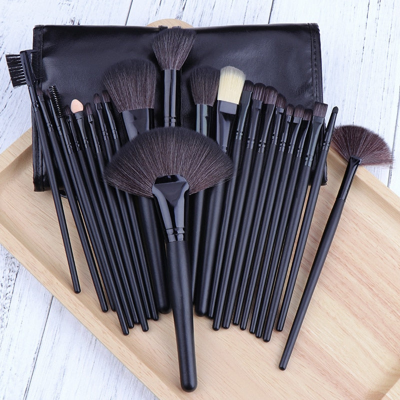 pinceau makeup 24pcs Pink Black Makeup Brushes Set With Bag Profession Powder Foundation Large Eye Shadow Angled Brow Makeup Brushes Set