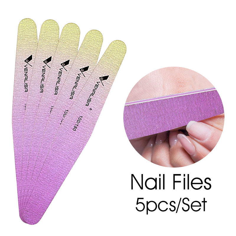 5pcs/set limes Venalisa Nail File Nail Buffer Nail Tool For Manicure Pedicure Gel Polish Cuticle Remover Nail Art Accessories