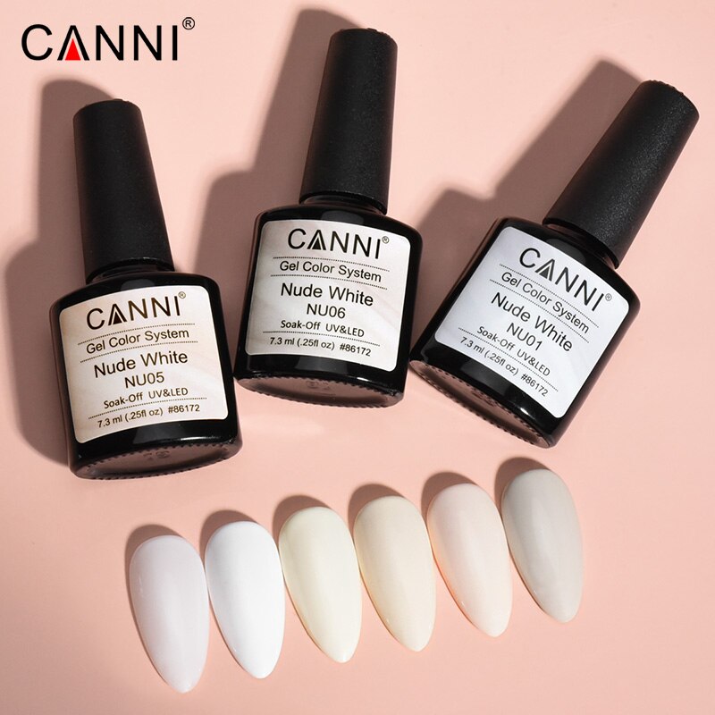 CANNI 2021 New Arrival 7.3ml 6 colors Nude White Series UV/LED Nail Polish Soak Off Gel French Manicure Salon Nail Arts Gel