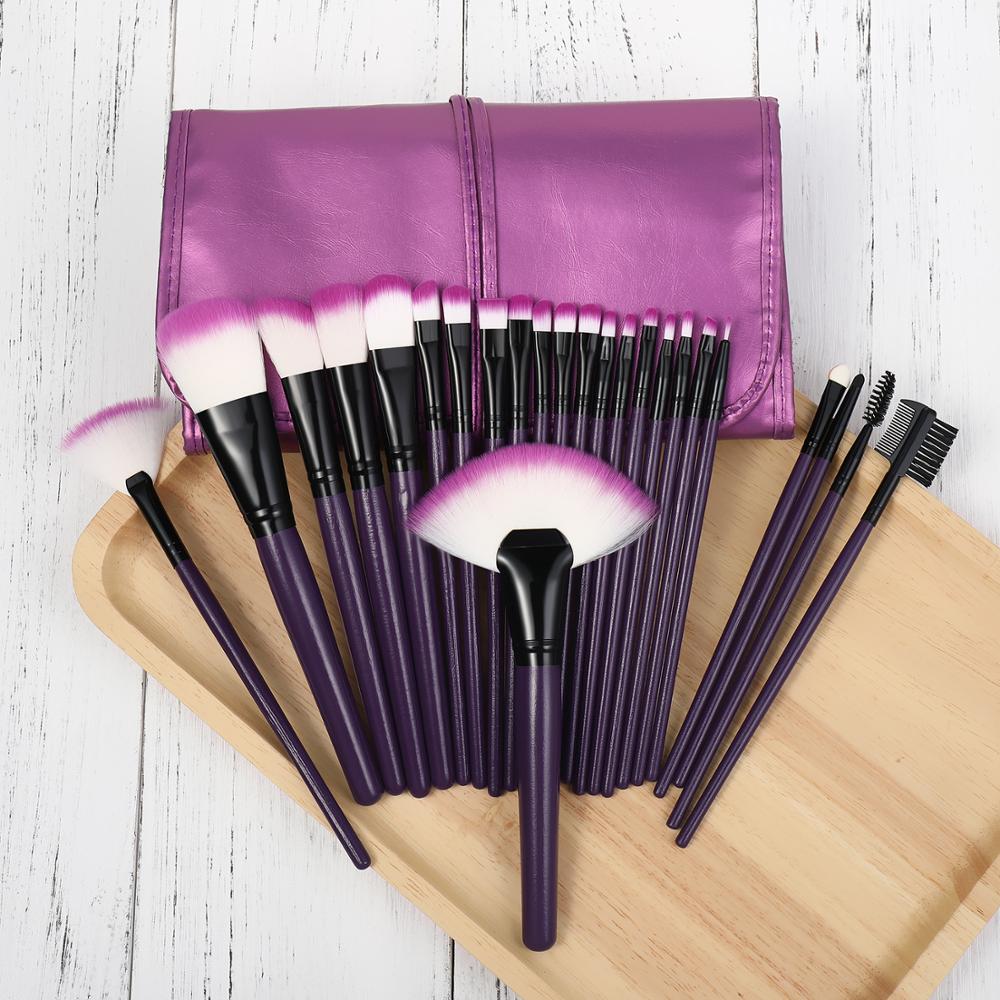 pinceau makeup 24pcs Pink Black Makeup Brushes Set With Bag Profession Powder Foundation Large Eye Shadow Angled Brow Makeup Brushes Set