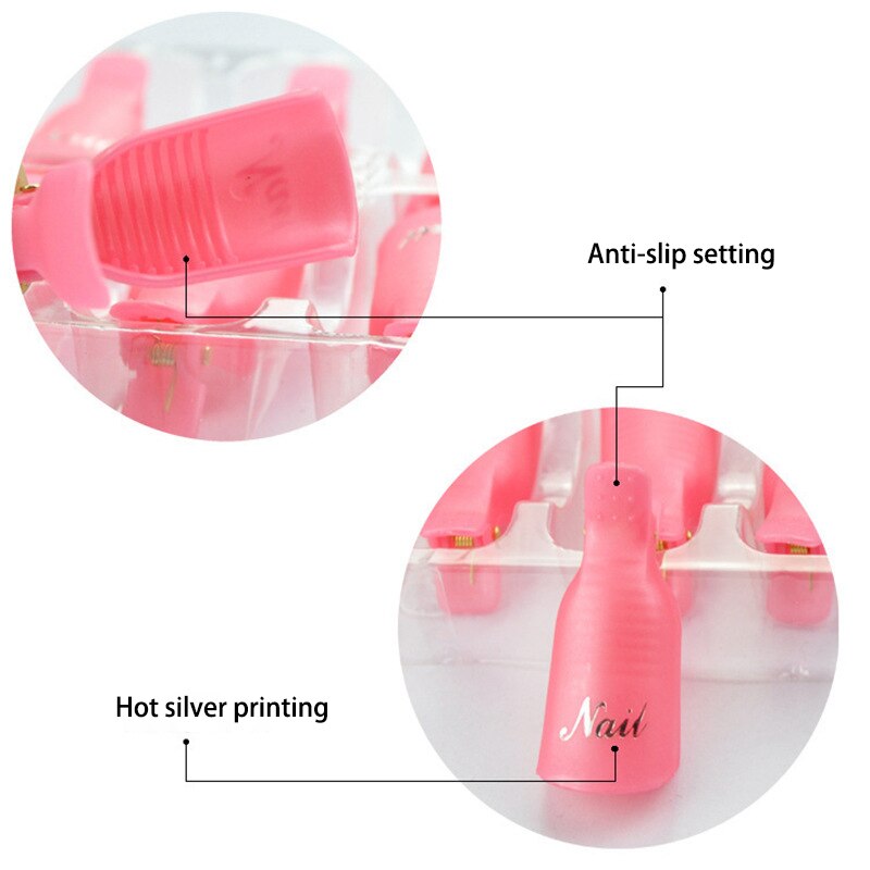 10PCS Gel Remover Wraps Plastic Nail Polish Remover Clip Nail Art Soak Off Cap Nail Degreaser Cleaner Tips For Fingers Tools