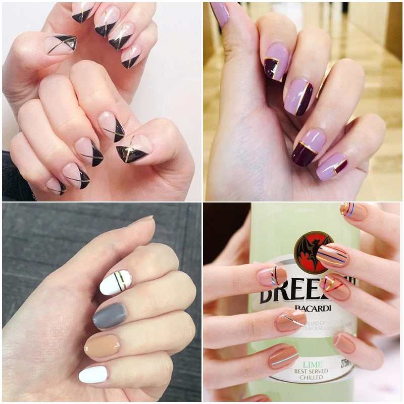 30pcs Nail Art Striping Stickers Tape Metallic Yarn Line 3D Nail Decals Rolls Design DIY Manicure Foil Decoration Accessories