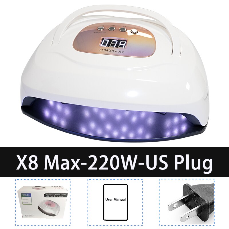 SUN X8 Max Upgrade Lamp For Drying Nails Powerful 220W 57LED UV Lamp Large Space Nail Lamp Professional Quick Dry Nail Dryer