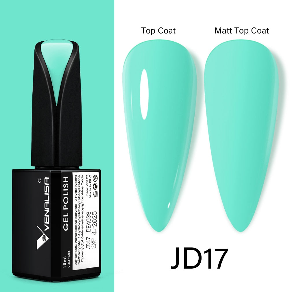 Venalisa 15ml Gel Polish Jelly Color Manicure New Formula Matt Top Coat Luxury Soak Off UV LED Colorful Nail Gel Lacquer