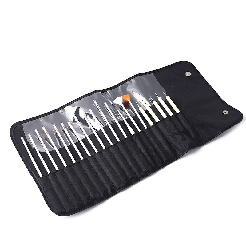 20Pcs/Set Nail Brush For Manicure Gel Brush For Nail Art Acrylic Liquid Accessories Professional Powder Carving Gel Brushes Pens