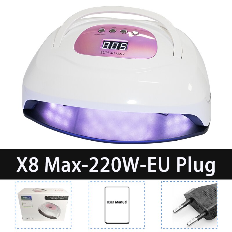 SUN X8 Max Upgrade Lamp For Drying Nails Powerful 220W 57LED UV Lamp Large Space Nail Lamp Professional Quick Dry Nail Dryer