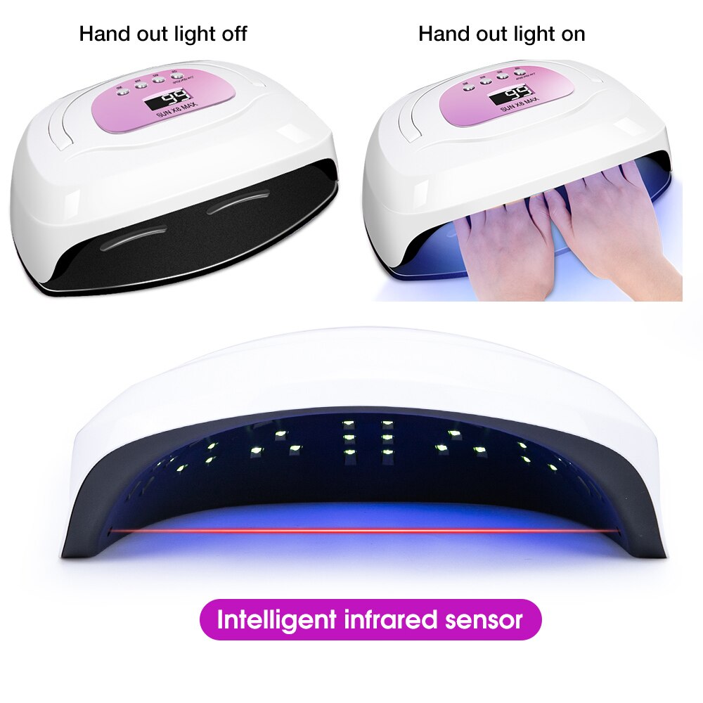 SUN X8 Max Upgrade Lamp For Drying Nails Powerful 220W 57LED UV Lamp Large Space Nail Lamp Professional Quick Dry Nail Dryer