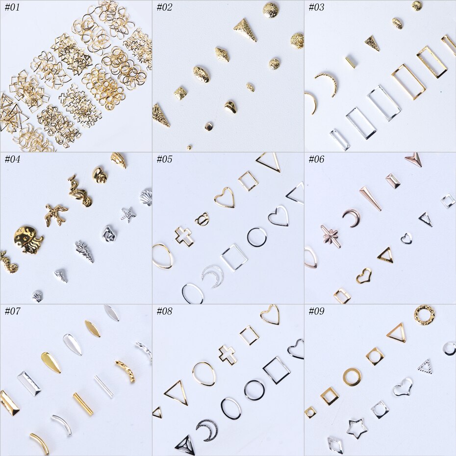 12 Grids 3D Metal Rivet Nail Art Decoration Rose Gold Silver Hollow Frame Oval Bead Jewelry Shell Studs Manicure Accessory LY772