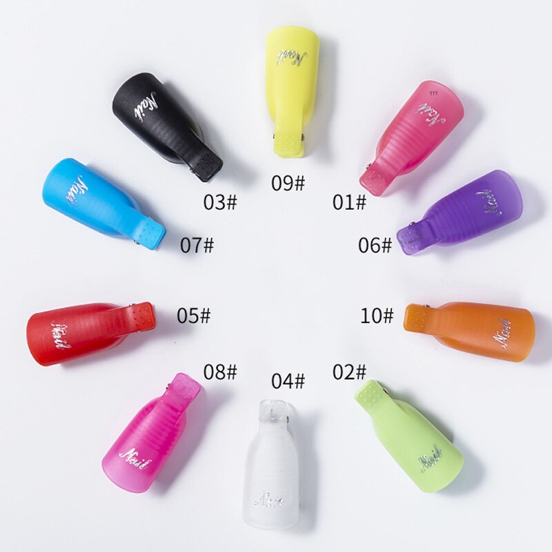 10PCS Gel Remover Wraps Plastic Nail Polish Remover Clip Nail Art Soak Off Cap Nail Degreaser Cleaner Tips For Fingers Tools
