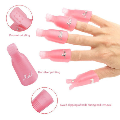 10PCS Gel Remover Wraps Plastic Nail Polish Remover Clip Nail Art Soak Off Cap Nail Degreaser Cleaner Tips For Fingers Tools