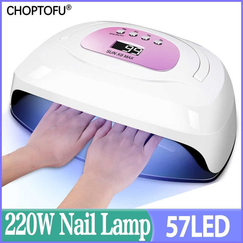 SUN X8 Max Upgrade Lamp For Drying Nails Powerful 220W 57LED UV Lamp Large Space Nail Lamp Professional Quick Dry Nail Dryer