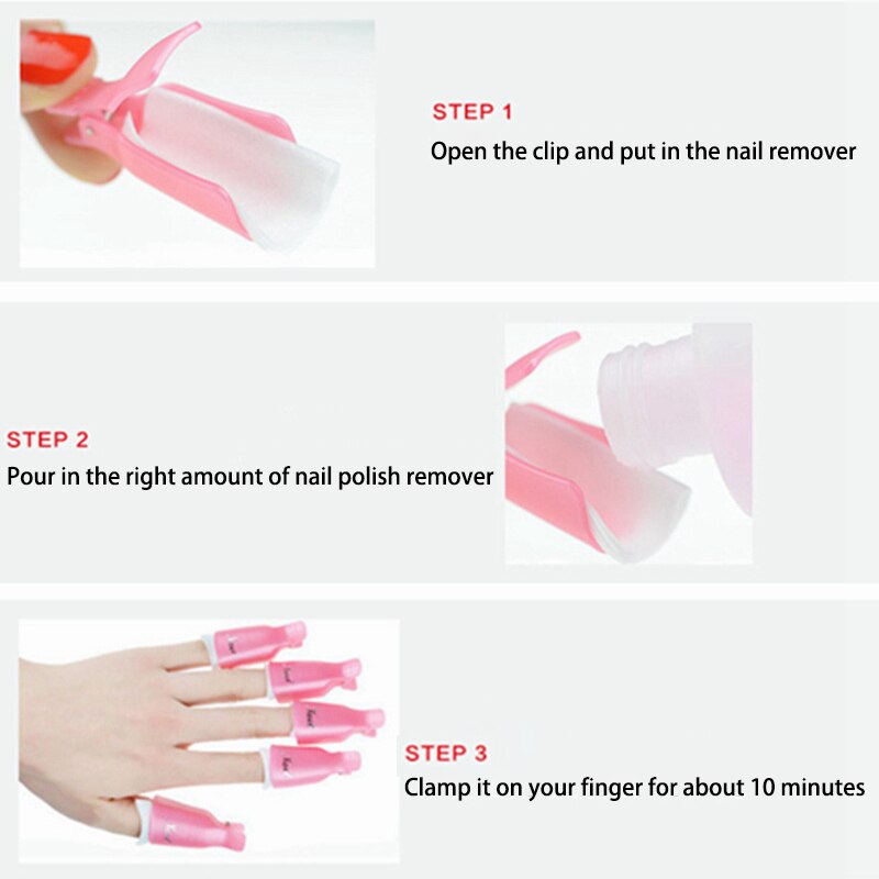 10PCS Gel Remover Wraps Plastic Nail Polish Remover Clip Nail Art Soak Off Cap Nail Degreaser Cleaner Tips For Fingers Tools