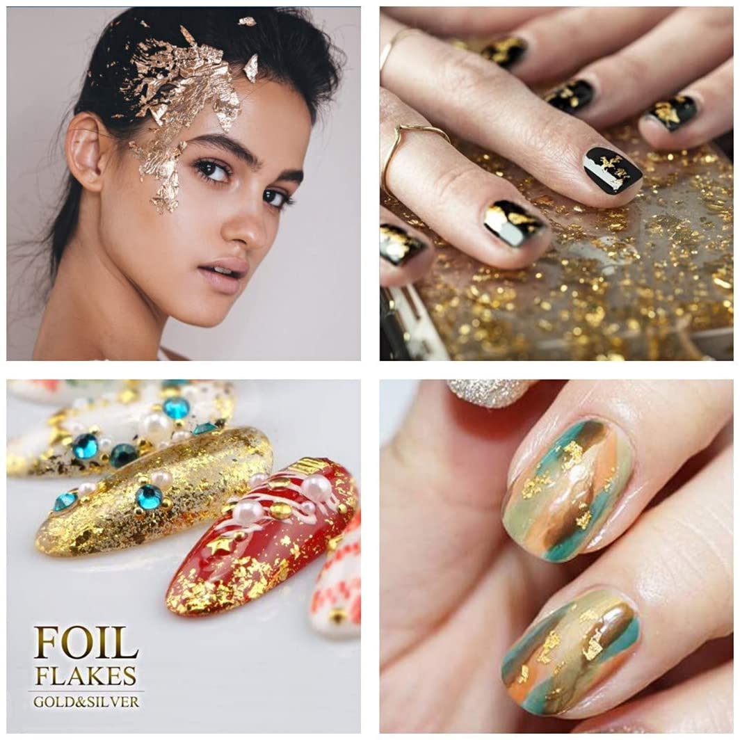 1 Box Glitter Nail Art Foil Paper Makeup Jewelry Irregular Shiny Foil Leaf Gold Flakes Nails DIY Stickers Manicure Decorations