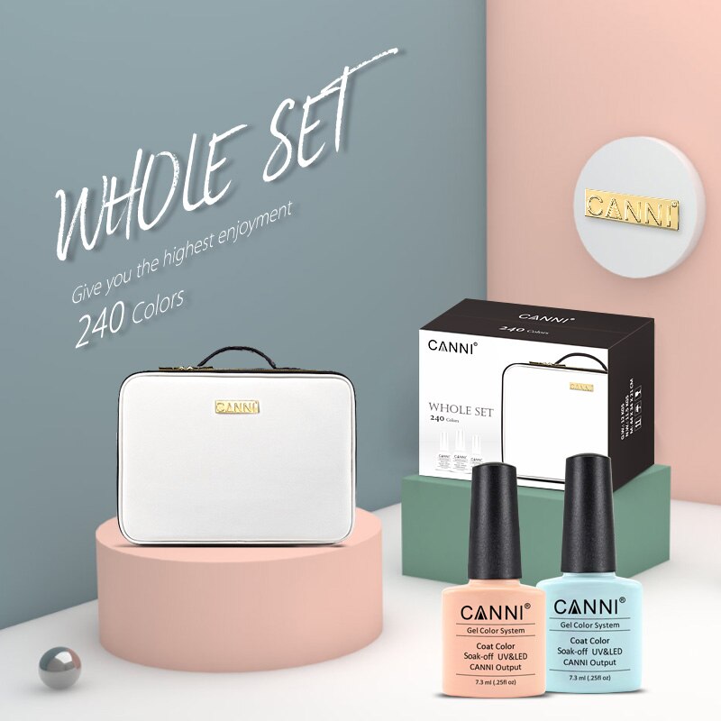 CANNI 240 Colors/set 7.3ml UV Gel Professional Nail Art Salon Nail Polish Kit Color Gel Lacquer Soakoff High Quality Manicure