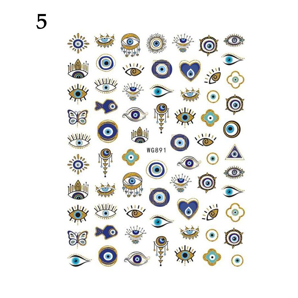 New Lucky Blue Colorful Evil Eye Nail Sticker 3D Nail Decals For Nail Salons Easy to Apply Self-adhesive Design Long Lasting
