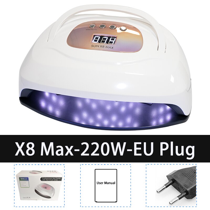 SUN X8 Max Upgrade Lamp For Drying Nails Powerful 220W 57LED UV Lamp Large Space Nail Lamp Professional Quick Dry Nail Dryer