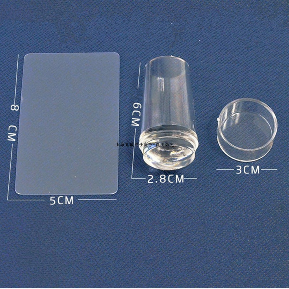 New 2022 Clear Jelly Silicone Nail Stamper Set with Scraper Nail Art Stamping Tool Set for DIY Nail Stamping Manicure Nail Tools