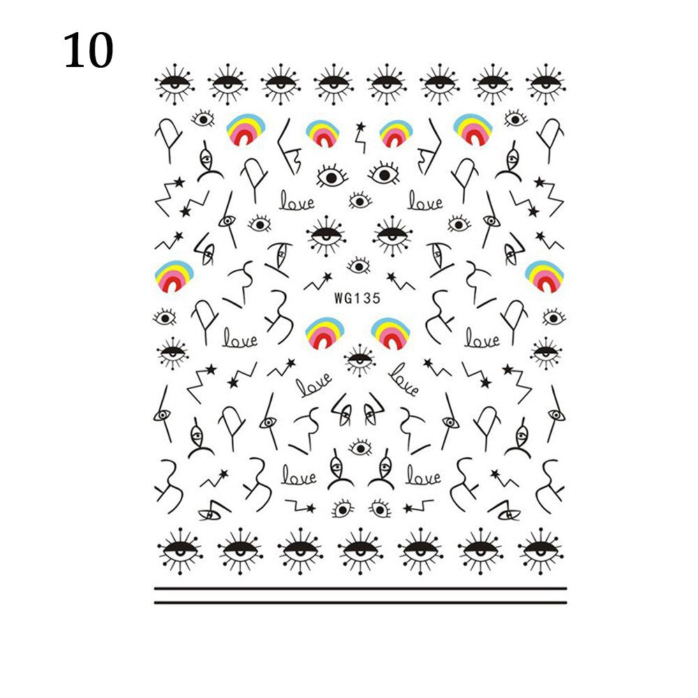 New Lucky Blue Colorful Evil Eye Nail Sticker 3D Nail Decals For Nail Salons Easy to Apply Self-adhesive Design Long Lasting