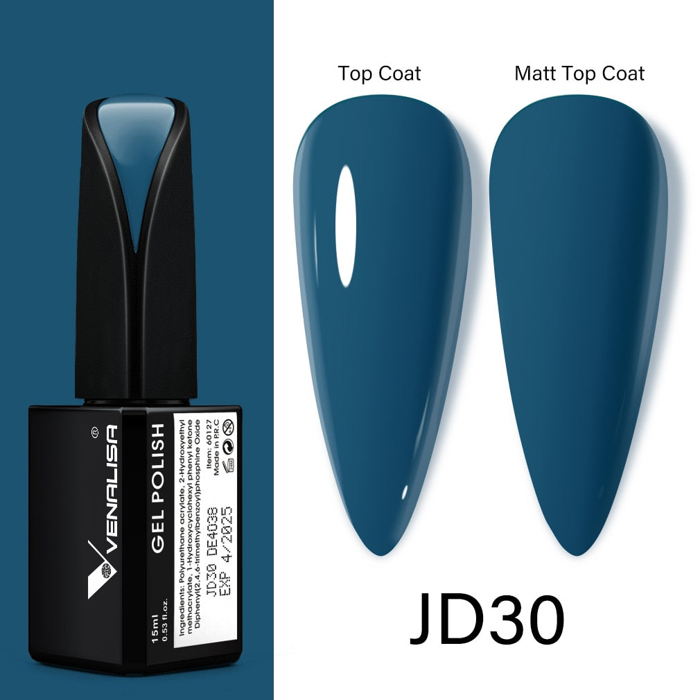 Venalisa 15ml Gel Polish Jelly Color Manicure New Formula Matt Top Coat Luxury Soak Off UV LED Colorful Nail Gel Lacquer