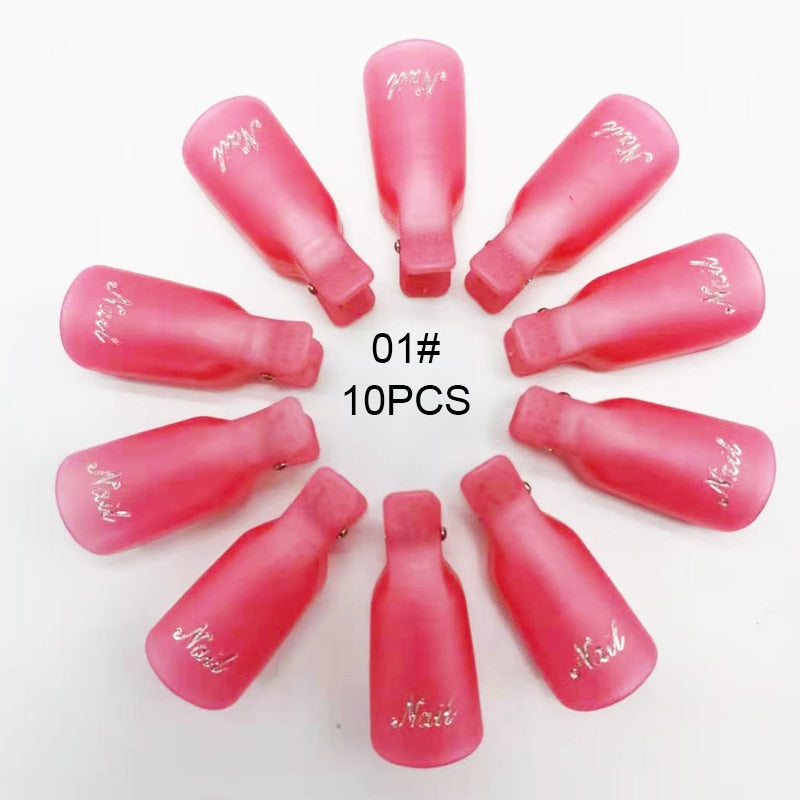 10PCS Gel Remover Wraps Plastic Nail Polish Remover Clip Nail Art Soak Off Cap Nail Degreaser Cleaner Tips For Fingers Tools