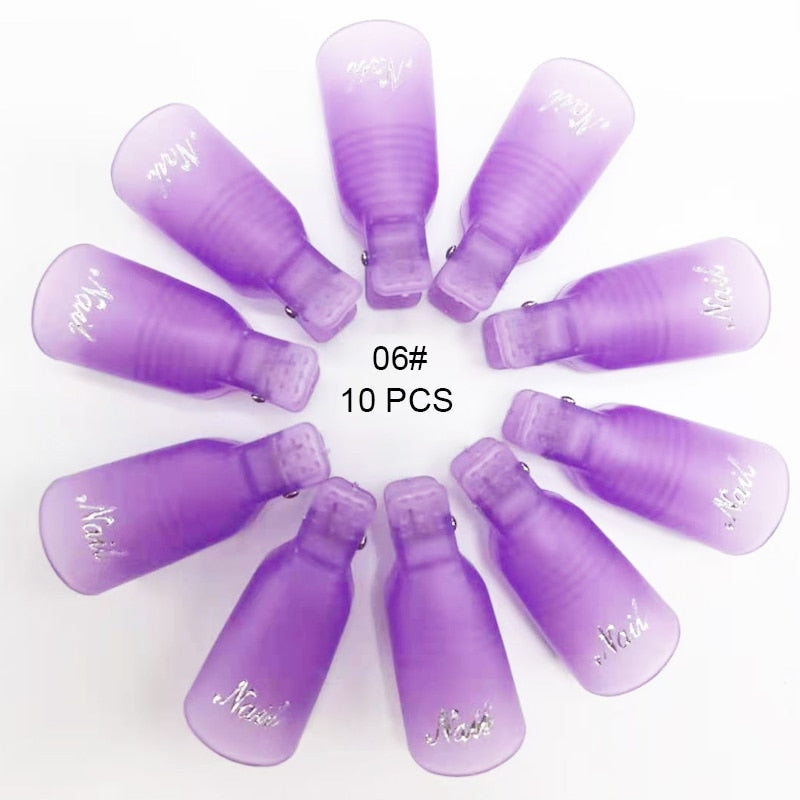 10PCS Gel Remover Wraps Plastic Nail Polish Remover Clip Nail Art Soak Off Cap Nail Degreaser Cleaner Tips For Fingers Tools