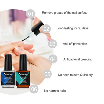 VENALISA Nail Prep Dehydrator Set Acid Free Primer Adhesive Desiccant Acrylic Nails Bonder Gel Balancing Oil Skin Solutions