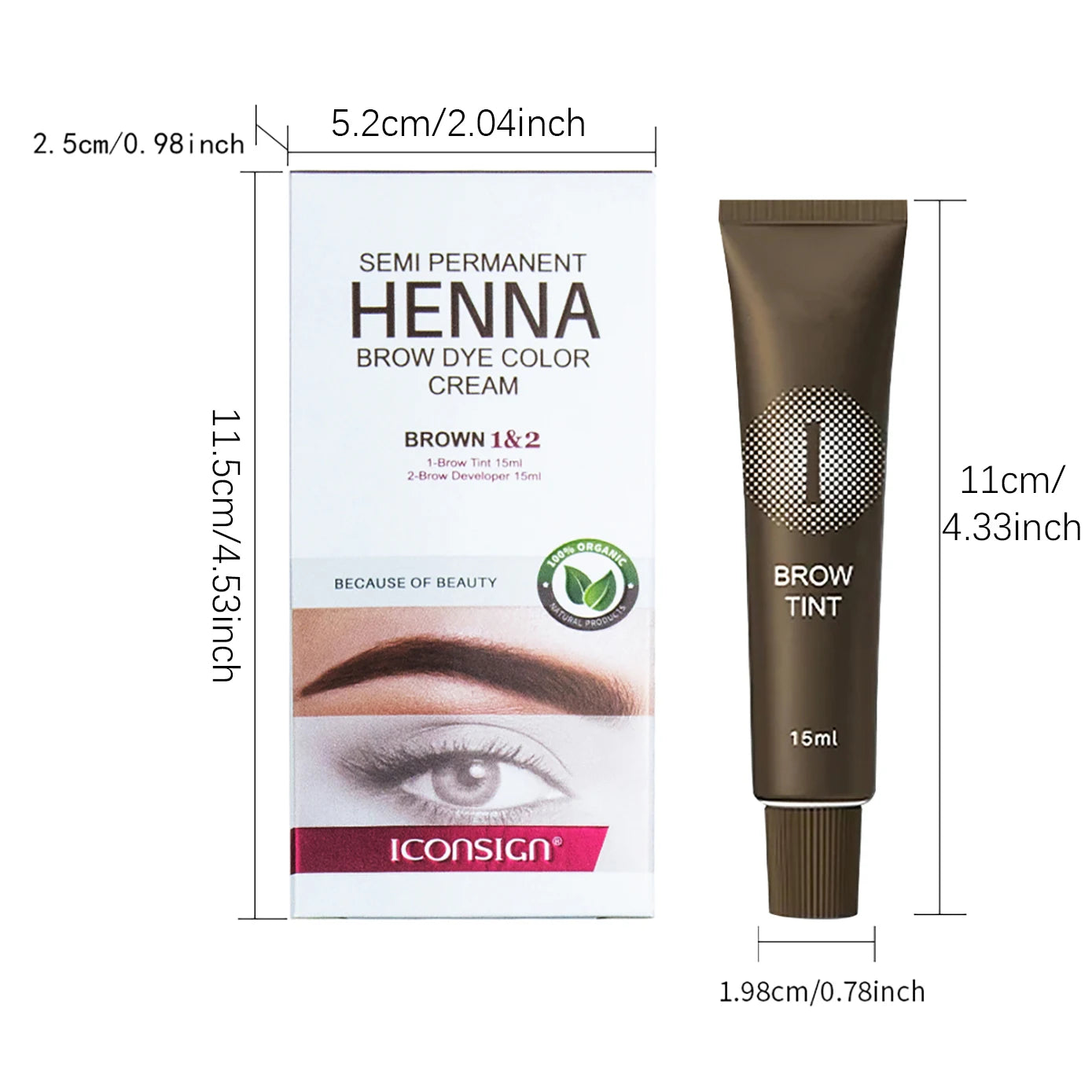 Henna Eyelash Brow Dye Tint Professional Lash Eyebrow Dye 15-Minute Fast Drying Cream Brow Semi Permanent Eyebrows Makeup Black