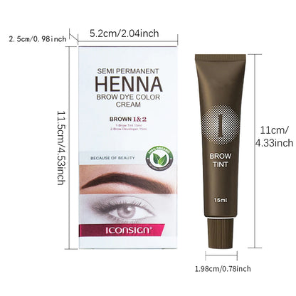 Henna Eyelash Brow Dye Tint Professional Lash Eyebrow Dye 15-Minute Fast Drying Cream Brow Semi Permanent Eyebrows Makeup Black