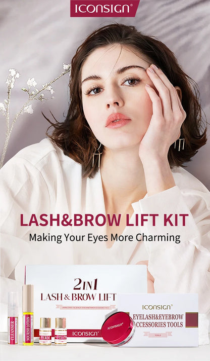 Kit professionnel 2 en 1 pour rehussement les cils et les sourcils, permanente rapide, tenue 6 à 8 semaines, mascara, rehussement de cils, lash lift, outil de maquillage
