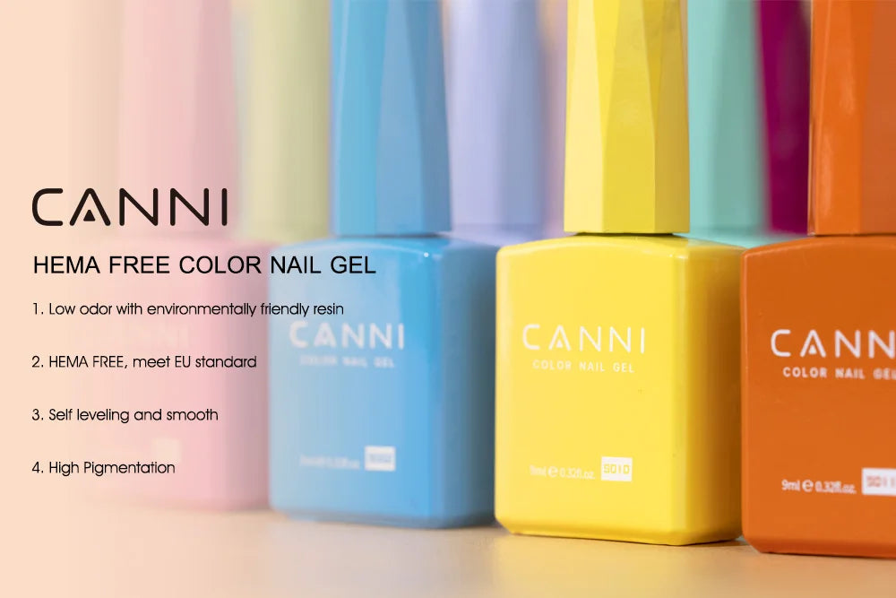 CANNI Hema Free Nail Glue Christmas Decoration Sticker Glue Semi Permanent Soak Off LED UV Nail Gel Polish Red Color Collection