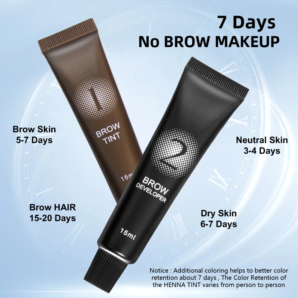 Henna Eyelash Brow Dye Tint Professional Lash Eyebrow Dye 15-Minute Fast Drying Cream Brow Semi Permanent Eyebrows Makeup Black
