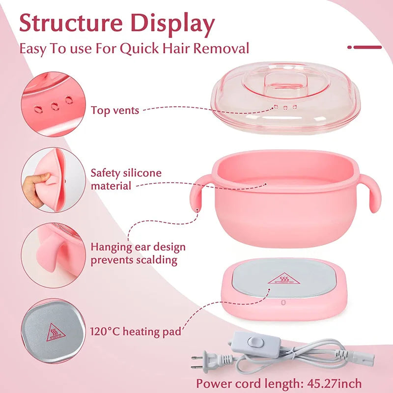 Portable Silicone Wax Warmer 400ML Foldable Wax Heater Hair Removal Wax Machine SPA Body Epilator Paraffin Wax Pot for Travel