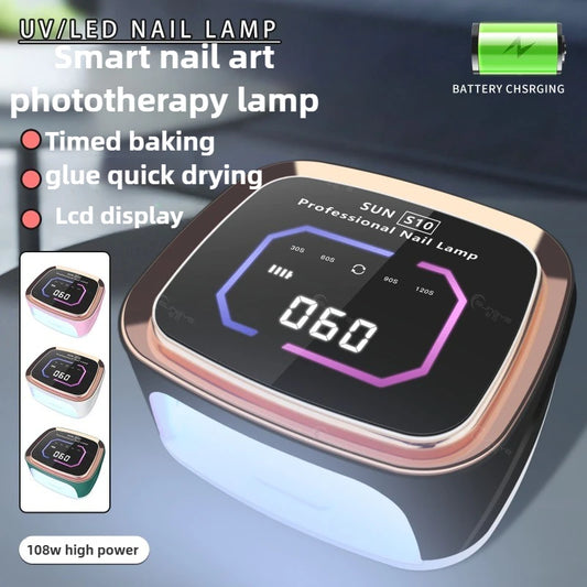 Professional Nail UV LED Lamp Dryer HD Display Smart Wireless Nail Drying Lamp for Fast Dry Curing All Polish Gel Plug-in Use