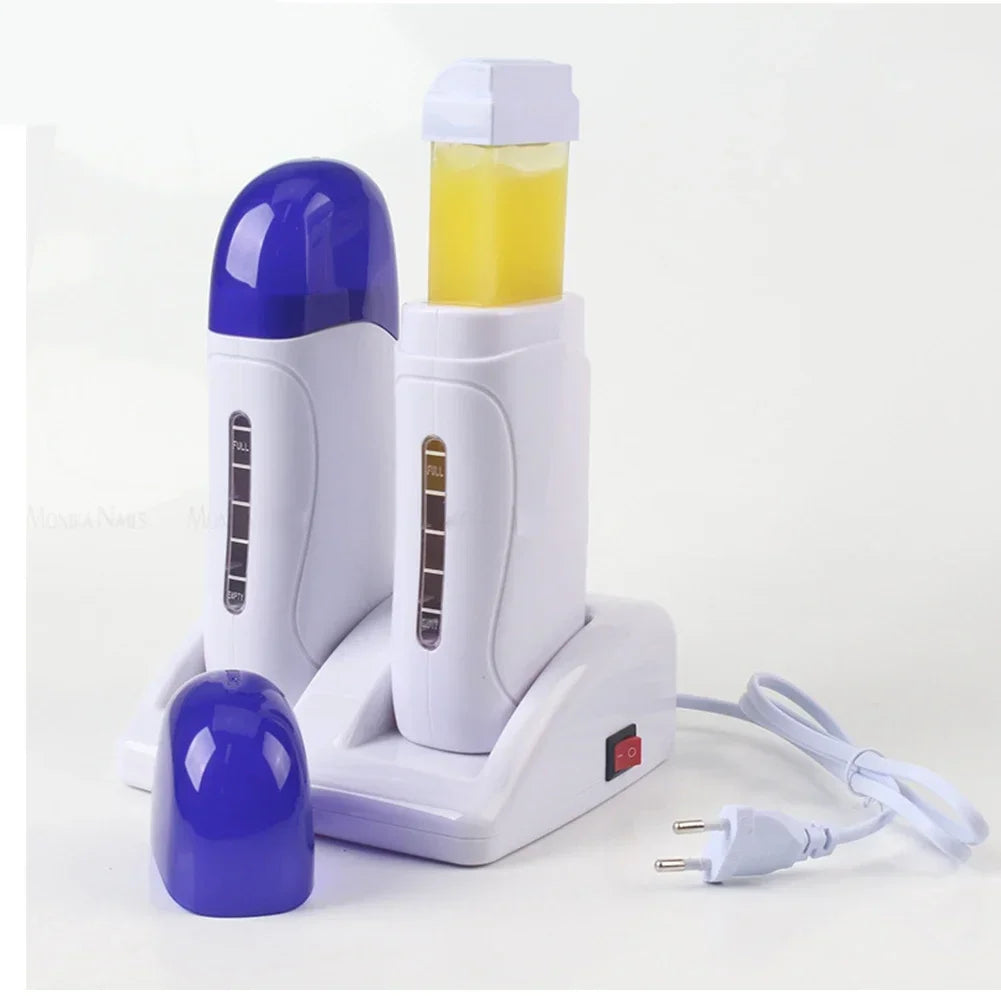 Electric Double Wax Heater Epilator Cartridge Wax Roller  Base Roll On Waxing Refillable Hair Removal Machine Depilatory Heater