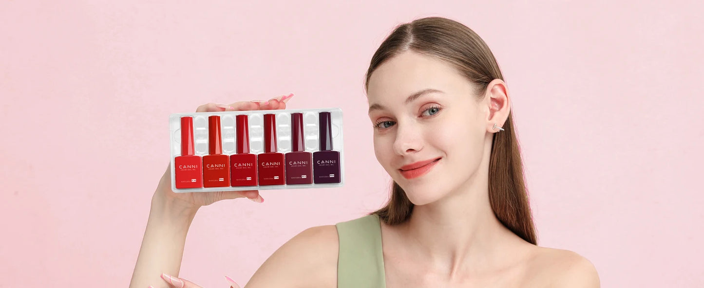 6pcs/kit CANNI HEMA TPO FREE Nail Gel Polish Set Gorgeous Color Semi Permanent Soak off UV LED Gel Nail Varnish Christmas Gift