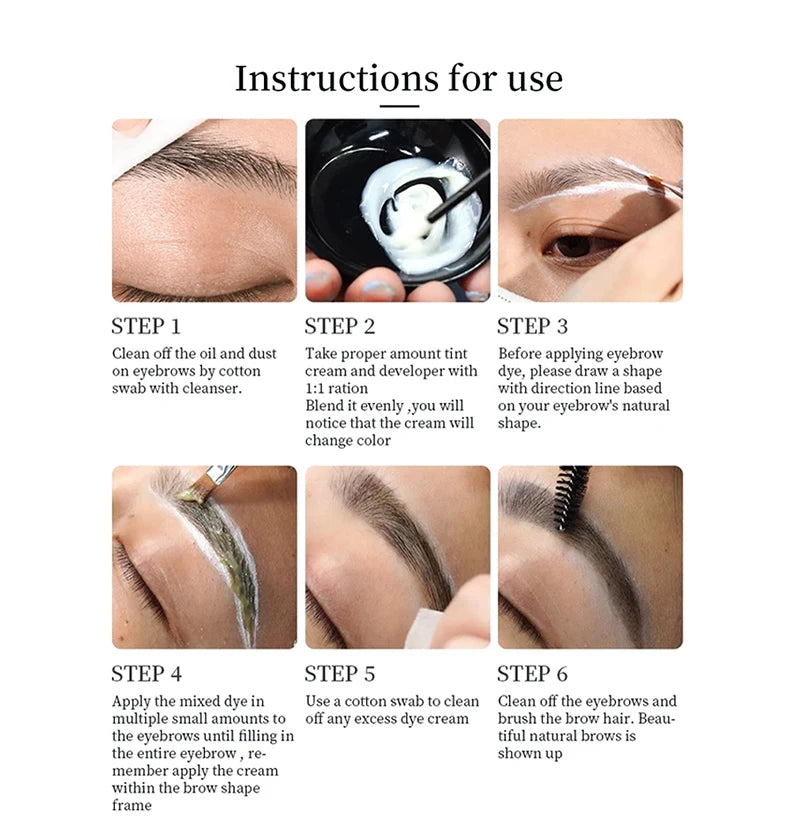 Henna Eyelash Brow Dye Tint Professional Lash Eyebrow Dye 15-Minute Fast Drying Cream Brow Semi Permanent Eyebrows Makeup Black