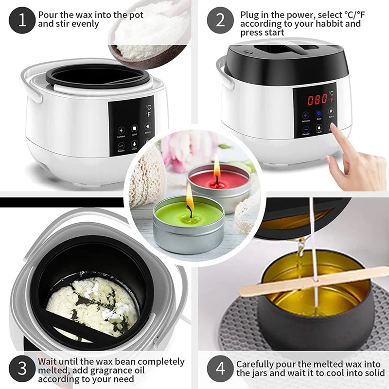 Candle Making Wax Melting Pot,Wax Melter For Candle Making,LED Temperature Display For Adults Beginner,Soy Wax