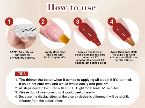 6pcs/kit CANNI HEMA TPO FREE Nail Gel Polish Set Gorgeous Color Semi Permanent Soak off UV LED Gel Nail Varnish Christmas Gift