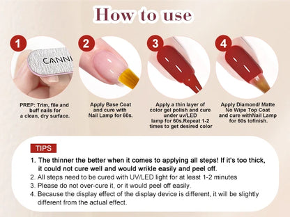 6pcs/kit CANNI HEMA TPO FREE Nail Gel Polish Set Gorgeous Color Semi Permanent Soak off UV LED Gel Nail Varnish Christmas Gift