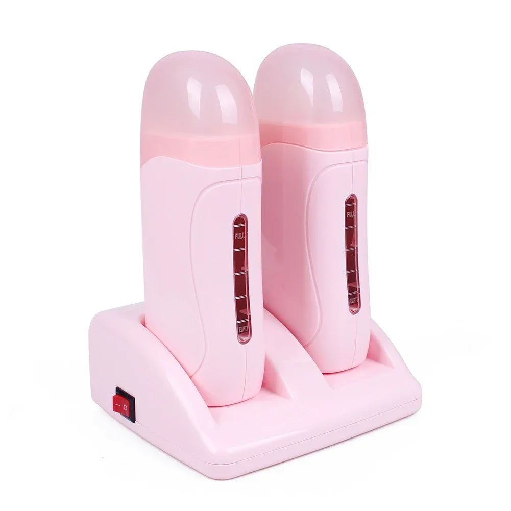 Electric Double Wax Heater Epilator Cartridge Wax Roller  Base Roll On Waxing Refillable Hair Removal Machine Depilatory Heater