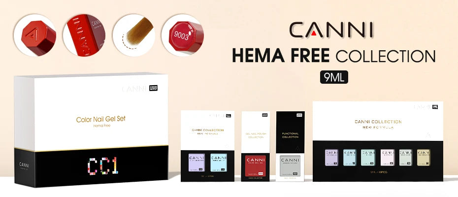 CANNI Hema Free Nail Glue Christmas Decoration Sticker Glue Semi Permanent Soak Off LED UV Nail Gel Polish Red Color Collection